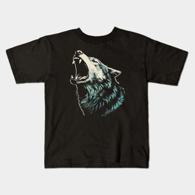 Wolf Head Kids T-Shirt by Yopi